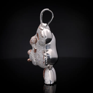 Colgante Personalizado con Rostro de Dibujos Animados en Plata de Ley 925 con Diamante Moissanita VVS de Corte Redondo, Colgante de Lujo Estilo Hip Hop - Product Image 4
