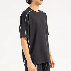 100% cotton T-Shirt cho nam giới lỏng phù hợp với O cổ dòng Trắng cánh tay paneled Chất lượng cao nửa tay áo áo Áo thun cho nam giới - Product Image 3