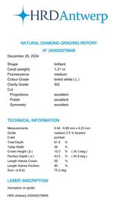 B2B D'Vins Bijoux pour GIA Certifié 1.21 CT Lâche Diamant Blanc Naturel Rond K Couleur FL FLOW Pureté EX Coupe Polie - Product Image 2