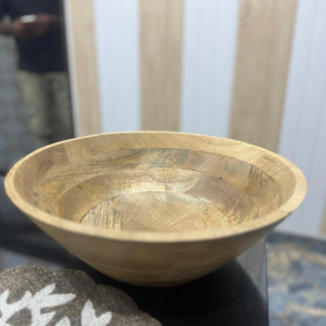 Ensaladera Vintage Ecológica de Madera de Acacia, Hecha a Mano, Color Madera Natural, Diseño de Granos de Fruta, Boca Poco Profunda, Vajilla para Fiestas en Oferta - Product Image 1