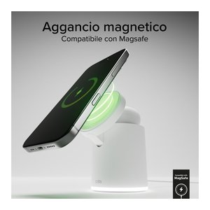 TEWIRMAGFOLD2IN1 15W Blanco para Base de Carga Qi 2 en 1, Cargador Rápido Multifunción con Lámpara y Auriculares para Teléfono, Reloj y USB - Product Image 4