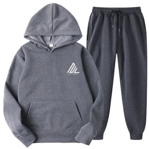 Custom High Quality Winter Cotton Fleece Tracksuit Unisex Hoodie <b>Jogger</b> <b>Set</b> Oversized Pullover Drawstring Closure Sweatpants - Product Image 3