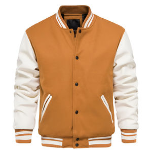 Vestes de baseball varsity pour hommes de haute qualité, personnalisées avec des couleurs et un logo sur le devant en toile - Product Image 1