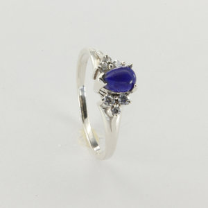 Nouveautés Classique Mode Argent Vintage Bleu Lapis Lazuli Pierre Précieuse Avec Zircon Cubique Bijoux Fête D'anniversaire Bague De Mariage - Product Image 2