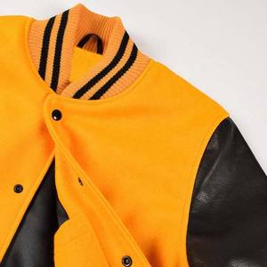 Material de lana con manga de cuero Chaqueta de hombre Invierno Transpirable Botón Abajo Ropa de hombre Precio barato Chaquetas de béisbol para hombres - Product Image 3