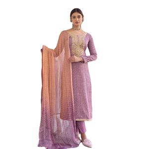 Pura <b>Jam</b> Satin Dig Print with Heavy Neck and Daman Embroidery Work with Dupatta Kurtis - Product Image 1