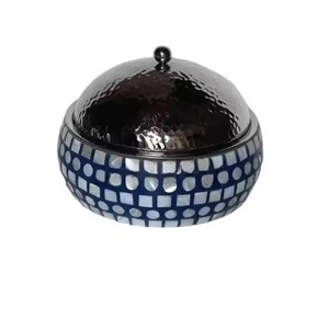 Casserole en métal en bois vert marmite pour la fête de mariage d'hôtel du Golfe servant de casserole chauffe-plats avec couvercle martelé - Product Image 4