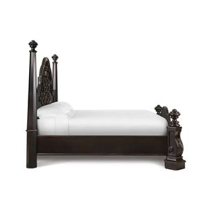 Cama con Dosel Clásica y Tradicional con Detalles Tallados a Mano en Madera de Caoba Maciza - Product Image 3