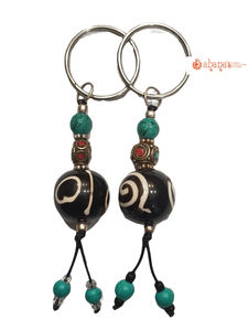 2024 DZI porte-clés en métal et en plastique porte-clés en pierre avec motif numérique en gros porte-clés en ambre artificiel - Product Image 6