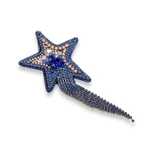 Broche de moda de alambre de lingotes de cobre con cuentas de abeto con bordado a mano de cristal y Perla, regalo de fiesta y boda - Product Image 2