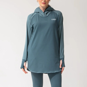 Vêtements de sport modestes personnalisés pour femmes, sweat-shirt à manches longues et pantalon assorti, vêtements de sport à séchage rapide, survêtement musulman - Product Image 1