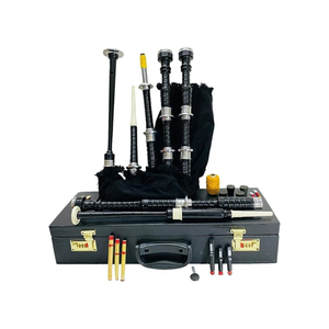 Bagpipes écossais des Highlands avec montures argentées, livre de tutoriel, bagpipes en tartan, prix de gros, bagpipes faits à la main, bagpipes noirs - Product Image 5