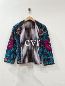 Abrigo de Terciopelo Bordado a Mano con Cuello Mandarín, Talla Grande, Estampado Floral, Ropa de Abrigo de Otoño para Mujer, Manga Larga, Estilo Bohemio - Product Image 2