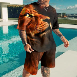 Conjunto de 2 piezas para hombre, camisetas de manga corta, pantalones cortos, ropa de verano, chándal - Product Image 2