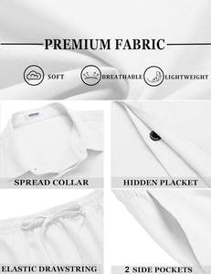 Vêtements pour hommes Ensemble imprimé hawaïen Short chemise pour hommes Ensemble deux pièces décontracté à manches courtes en coton, chemises de plage respirantes - Product Image 5