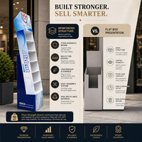 Support d'affichage POP en carton à 3 niveaux, présentoir publicitaire au sol en carton ondulé, montage facile, portable