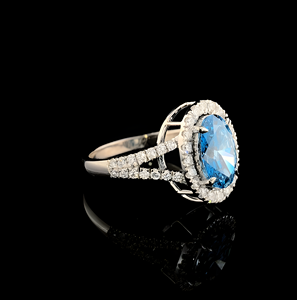 Anillo de mujer azul real corte esmeralda de alta calidad al por mayor joyería de boda de lujo de oro blanco cultivado en laboratorio - Product Image 6