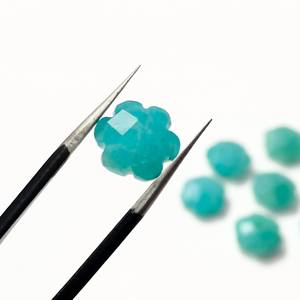 Amazonite Briolette en forme de fleur à facettes, perles de pierres précieuses de fleur d'amazonite, perles sculptées à la main d'amazonite bijoux artisanat 10MM - Product Image 3