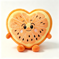 Op maat gemaakte oranje pluizige pluche speelgoed, hartvormig fruit pluche kussen, citrus fruit knuffeldier