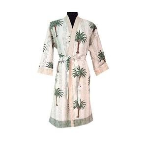 Bata de punto Kantha hecha a mano india, Kimono Floral con estampado de algodón suave, vestido largo para mujer, Top, baño, Spa, talla grande, venta al por mayor - Product Image 1