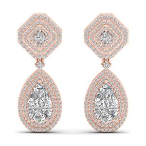REYES fábrica precio al por mayor 14K oro rosa 7,7 quilates Moissanite pendientes colgantes para mujeres GRA certificado joyería fina - Product Image 2