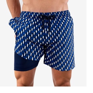 Ropa informal con estampado personalizado para hombre, pantalones cortos con cordón de peso pesado a la moda urbana con bolsillos de BD, novedad - Product Image 1