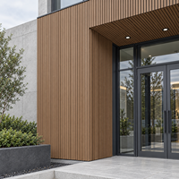 Revêtement mural extérieur en composite WPC rainuré, résistant aux UV et imperméable, style moderne, pour villas et hôtels, WYRAX