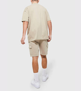 ชุดเสื้อยืดและกางเกงขาสั้นผู้ชายสำหรับฤดูร้อนชุดวอร์มผ้าฝ้ายระบายอากาศ2ชิ้น - Product Image 2