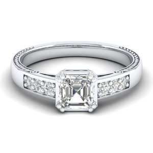 Bague de fiançailles REYES personnalisée en or blanc 14 carats plaqué rhodium avec moissanite de 0,87 carat, cadeaux de mariage étincelants, bijoux fins pour femmes - Product Image 1