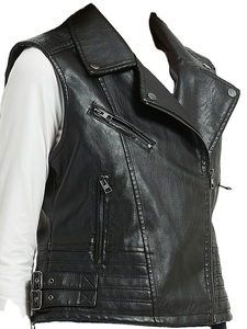 Top Design Brand New High Quality Women's PU Leather Motorcycle Vest Jacket Breathable Waterproof Reversible Large Size - Product Image 4