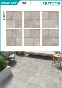 Qutone Alfa Grey QRock Matt Tile 600x600mm 12 mm Porcelana para exteriores con acabado de piedra para exteriores modernos audaces - Product Image 2