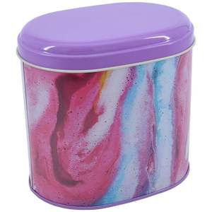 Kontensan Ovale 1.4L Rose et Or Texture Marbre Métal Boîte 140X120X130mm Paniers Design Unique EF004I5 - Product Image 3