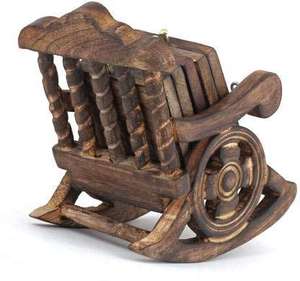 Ensemble de dessous-de-verre en bois rustique fabriqué en bois massif offrant des performances durables pour les maisons modernes - Product Image 1