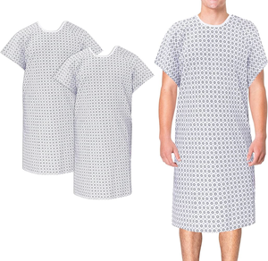 Bata de hospital unisex de mezcla de algodón al por mayor, batas de paciente con lazo trasero - Product Image 2