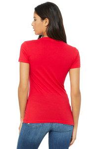 Camiseta con cuello en V profundo para mujer, camiseta con escote en V profundo para mujer, camisetas de manga corta de verano, camiseta roja de lona Bella, Camiseta de algodón - Product Image 3