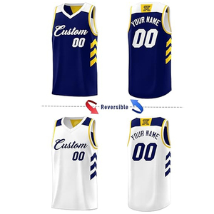 Direct Manufacturer Men's Women's Navy White Reversible Basketball Wear Quick Dry <b>Mesh</b> Uniform Custom Youth Breathable Printed - Product Image 2