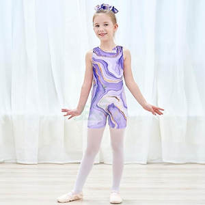 Leotardos para niñas, conjunto de gimnasia con pantalones cortos, ciclistas de baile para niños, trajes de caída con Scrunchie de pelo a juego - Product Image 2
