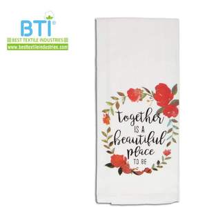 Decorative Custom Made Printed Kitchen <b>Towels</b> 100% Cotton Antimicrobial Quick-Dry Eco-Friendly Absorbent Hypoallergenic Hotel - Product Image 2