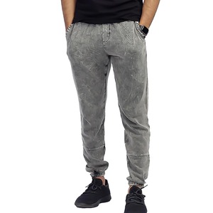 Pantalons pour hommes tendance en toile française, en molleton, délavés à l'acide, respirants, décontractés, sportifs, côtelés, avec cordon de serrage - Product Image 1