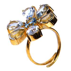 Anillo de Plata de Ley 925 estilo clásico chapado en oro con amatista verde y Topacio azul para fiestas - Product Image 6