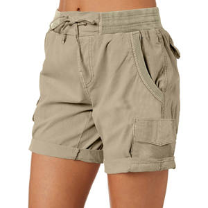 กางเกงขาสั้นเอวสูงของผู้หญิงสำหรับวิ่งมีกระเป๋าข้างระบายอากาศดีใส่ไปยิมกลางแจ้งสีพื้น - Product Image 5