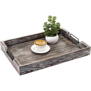 Bandeja de Servir de Madera Negra de Estilo Moderno con Asas, Diseño Floral, Multifuncional para Desayuno, Café, Fiestas, Decoración del Hogar - Product Image 5