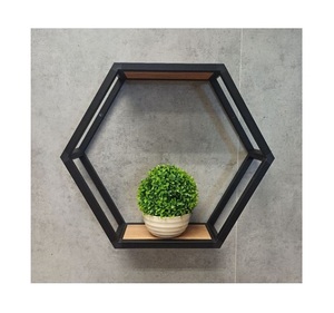 Supports muraux en métal en forme de triangle avec livres en bois Raks stockage fer noir poudre coted fini support mural design antique - Product Image 2