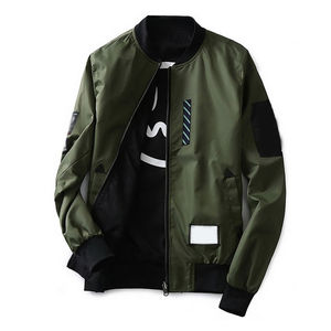 OEM de alta calidad de los hombres de la chaqueta de bombardero de tela personalizada con cremallera estilo Letterman Casual Otoño Invierno Outwear en tallas grandes - Product Image 6