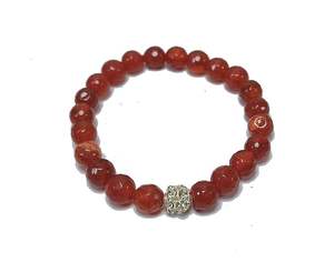 สร้อยข้อมือคริสตัลลูกปัดกลมสีแดงคาร์เนเลี่ยนลูกปัดพลอยคริสตัลขนาด8มม. เครื่องประดับแฟชั่นสำหรับผู้ชายและผู้หญิงของขวัญ - Product Image 3