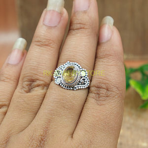 Anillos de compromiso de citrino para mujer, anillo de plata de ley 925, diseño hecho a mano, anillo de boda, regalo de Navidad, joyería para ella - Product Image 4