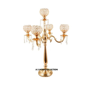 Bougeoir en métal 65cm bougeoir mariage événement fête décoration brillant polonais Design classique 5 bras candélabre - Product Image 4