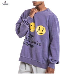 Camiseta de manga larga con logotipo estampado personalizado del fabricante para hombre 280gsm 300GSM algodón en blanco Unisex sudaderas de cuello redondo de gran tamaño - Product Image 1