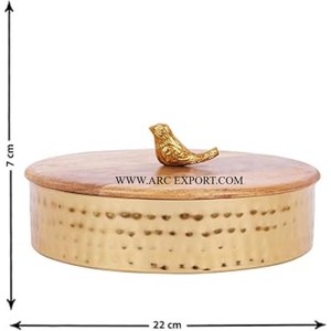 Table en laiton métallique sculptée à la main conteneur Roti Chapati accessoires de cuisine ronds de la plus haute qualité conteneur Chapati - Product Image 3