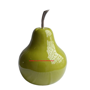 Poire Verte Fruits Sculpture Décoration Émail Fait Inde - Product Image 1